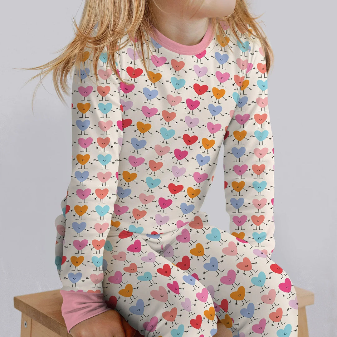 Sweet Hearts Bamboo Two Piece Long Sleeve Pajama Set