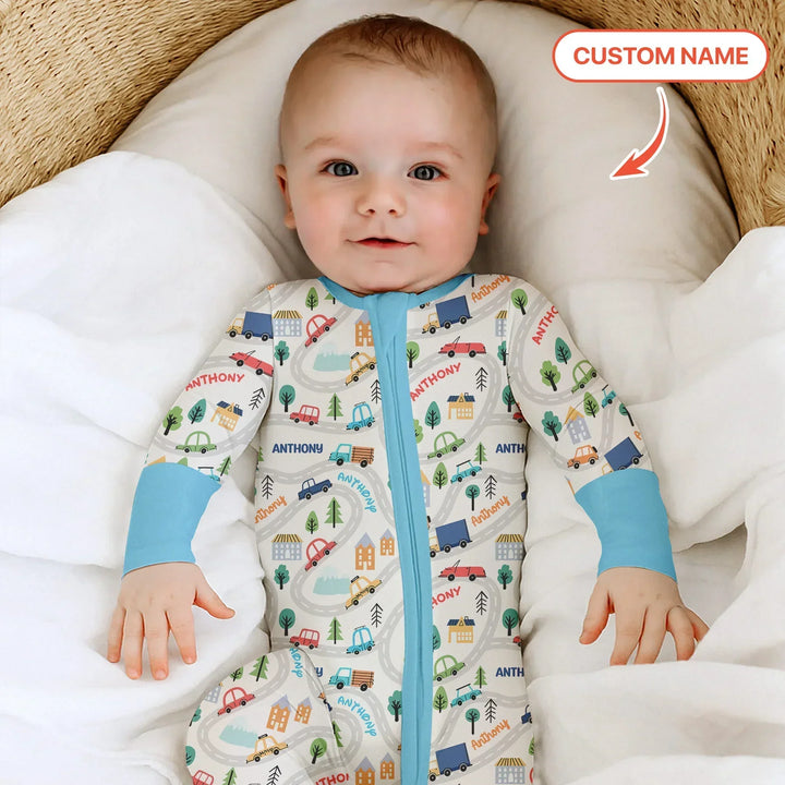 Custom Name Road Map Bamboo Convertible Zippy