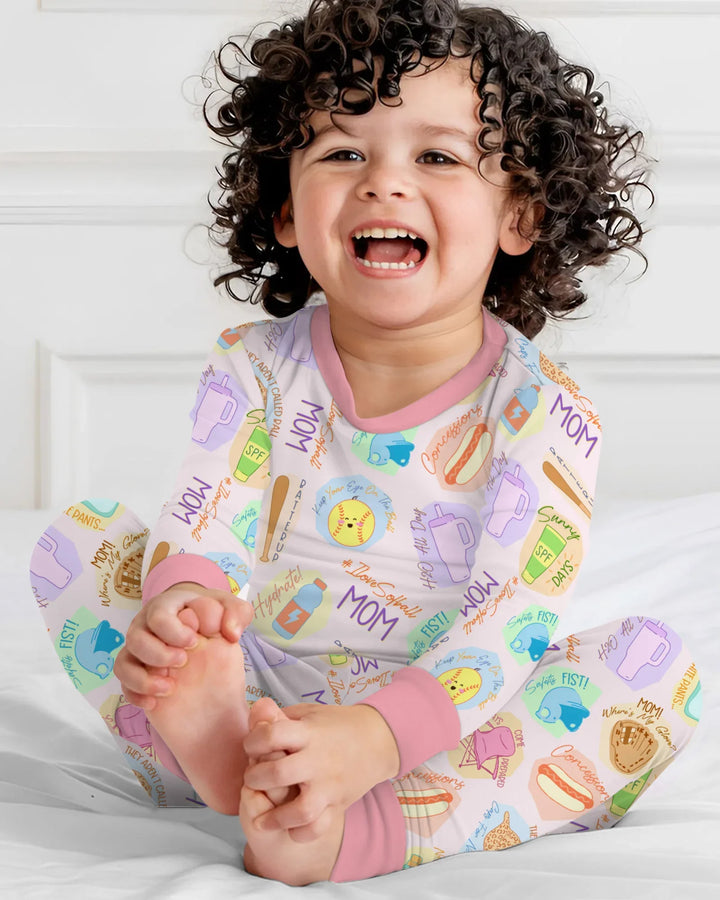 SoftBall Mom Saves The Days Two Piece Long Sleeve Pajama Set