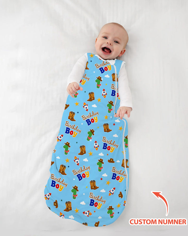 Custom Birthday Western Boy Bamboo Sleep Bag