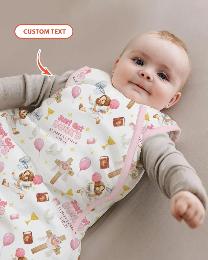 Custom Name Baptism Just Got Dunk'd Bamboo Sleep Bag