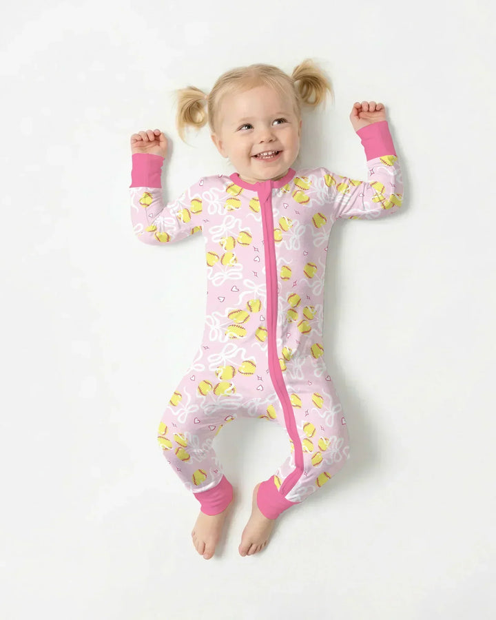 Softball Cherry Mom And Girl Matching Bamboo Convertible Zippy