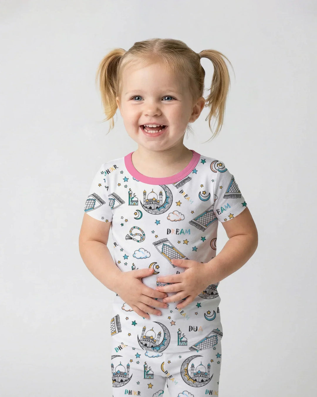 Dua, Dhikr, Dream Matching Family Bamboo Two Piece Short Sleeve Pajama Set