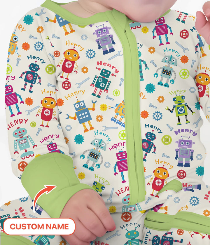Robo Buddy Squad Custom Name Bamboo Convertible Zippy
