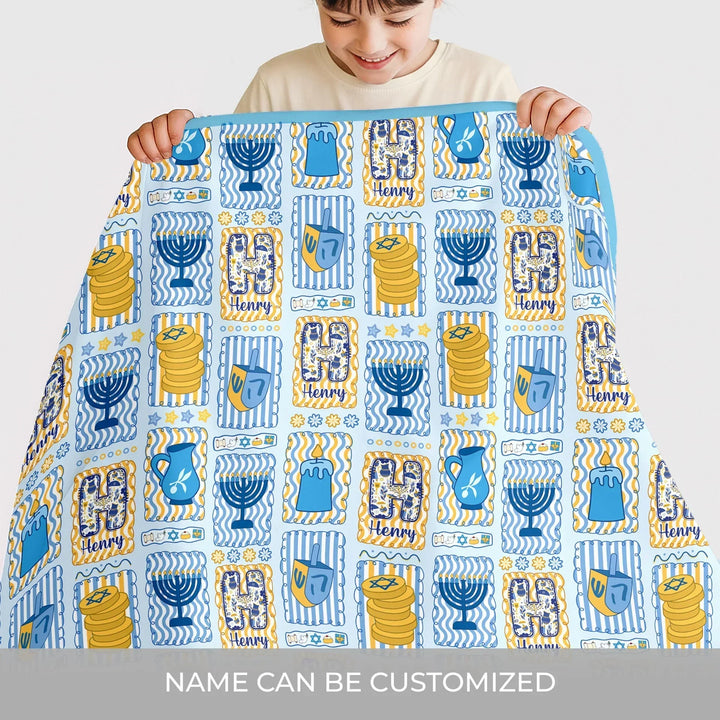 Custom Name Hanukkah Wonderland Bamboo Blanket