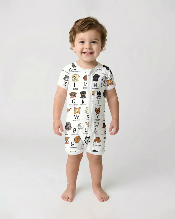 Funny Dogs Alphabet Bamboo Shorty Zippy