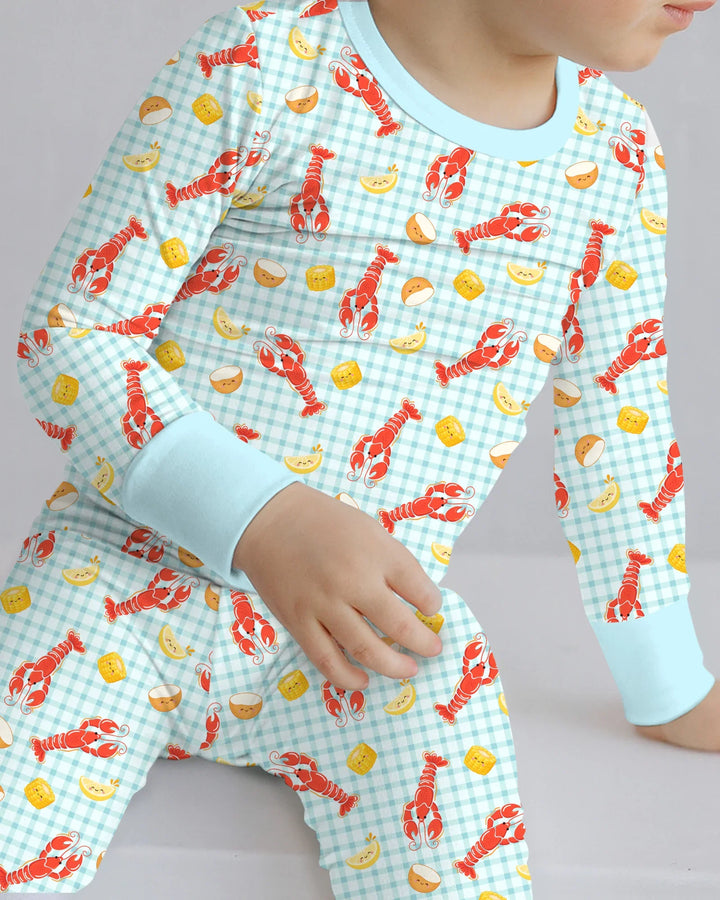 Preppy Crawfish Season Bamboo Two Piece Long Sleeve Pajama Set