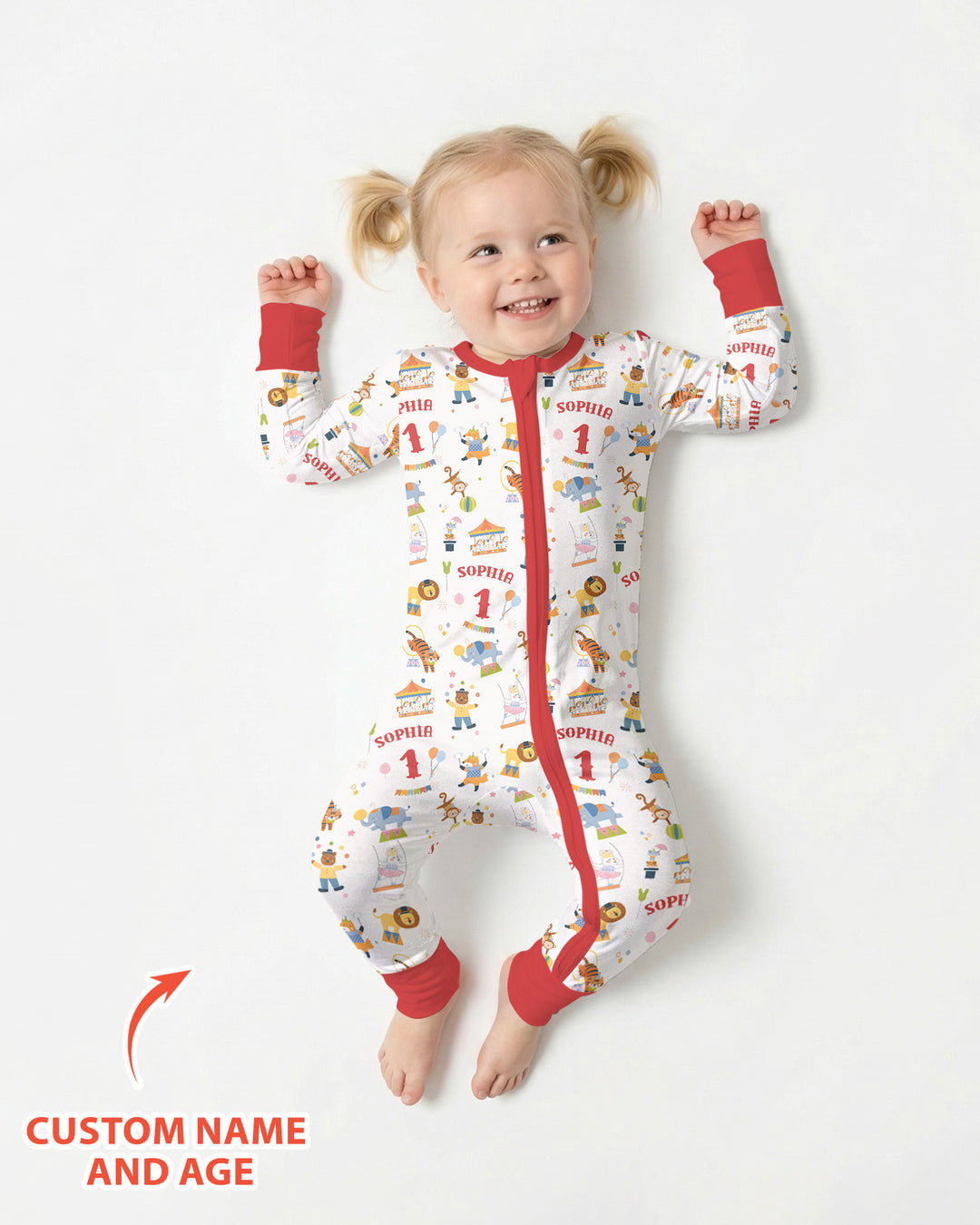 Custom Name Birthday Circus Bamboo Convertible Zippy