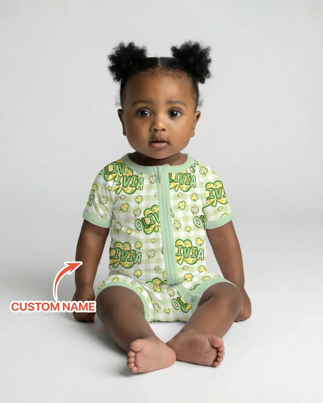 Lucky Shamrock Custom Name Bamboo Shorty Zippy