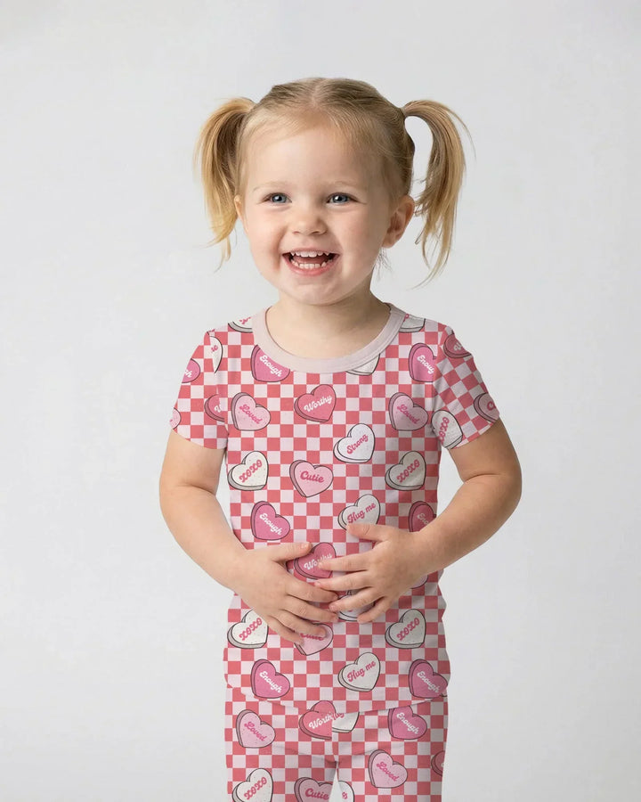 Valentine in Hearts Bamboo Two Piece Short Sleeve Pajama Set