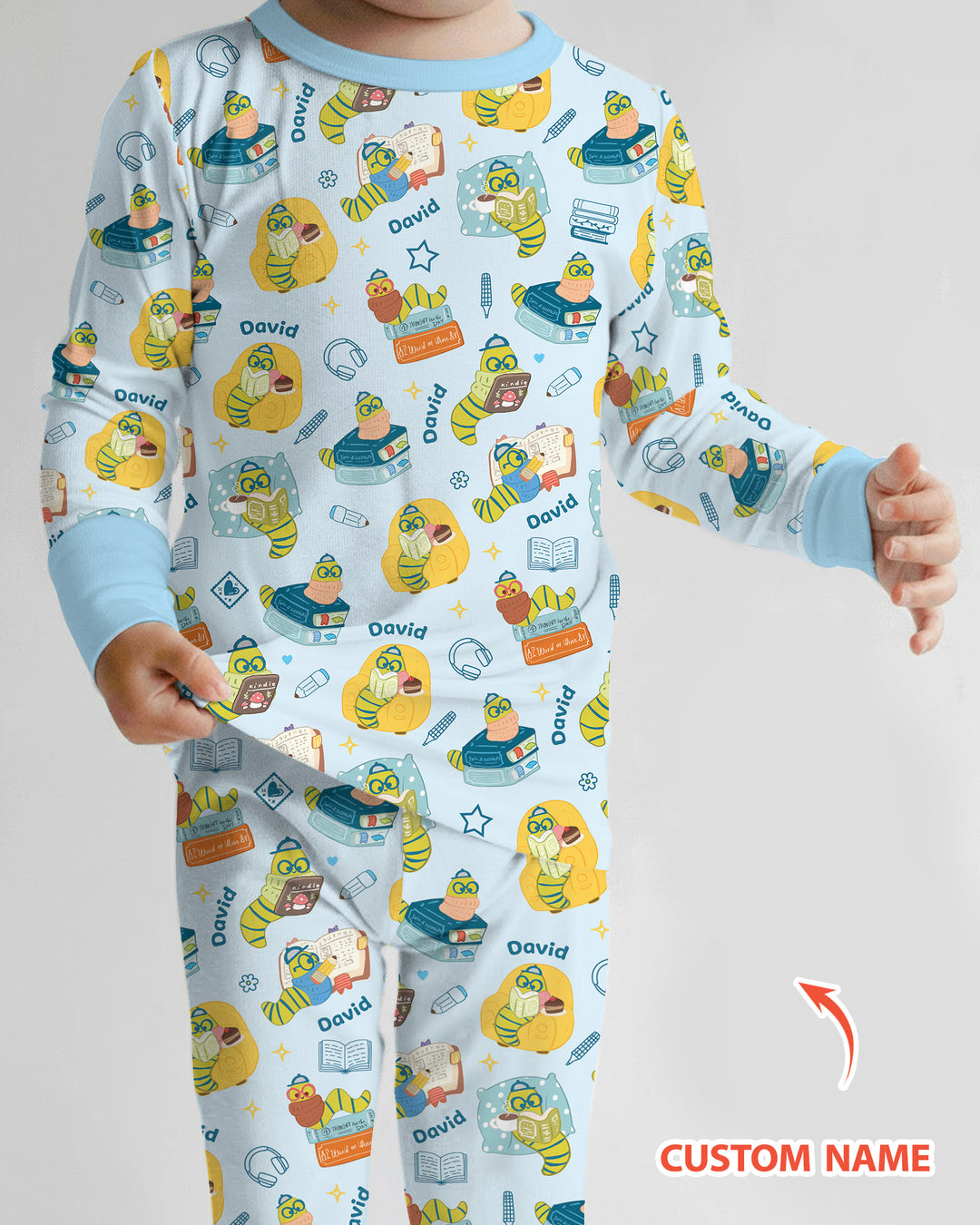 Little Book Worm Family Matching Bamboo Two Piece Long Sleeve Pajama Set
