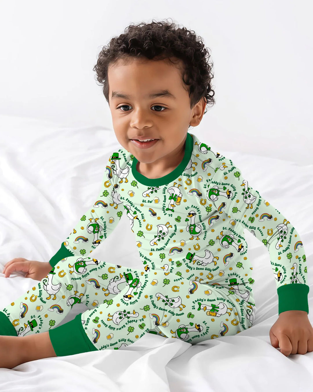 St. Patrick's Day Silly Goose Bamboo Two Piece Long Sleeve Pajama Set