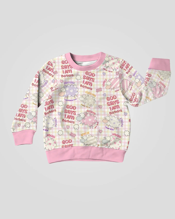 Little Lamb God Says I Am Custom Name Bamboo Crewneck Sweatshirt