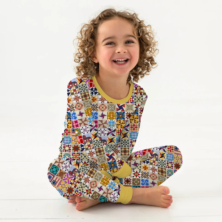Heritage Quilt Bamboo Two Piece Long Sleeve Pajama Set