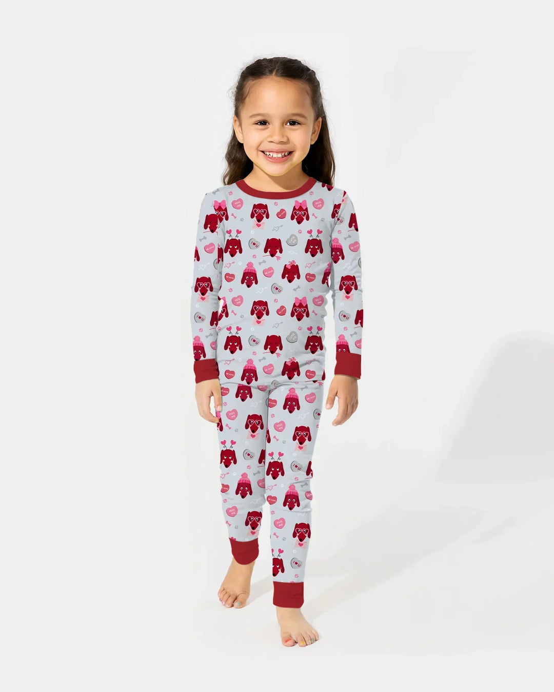 Dachshund Is My Valentine Bamboo Two Piece Long Sleeve Pajama Set