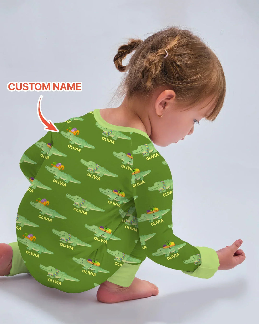 Custom Name Mardi Gras Gator Bamboo Convertible Zippy