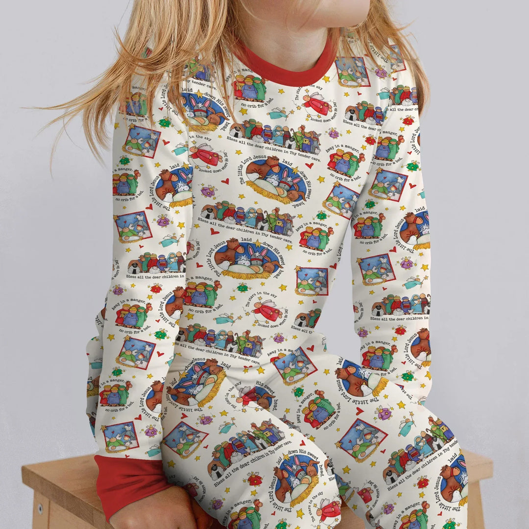 Away In A Manger Blessings Bamboo Two Piece Long Sleeve Pajama Set