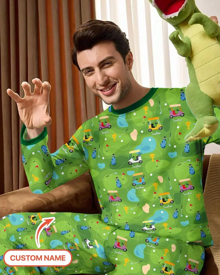 Custom Name Golf Season Family Matching Bamboo Men's Pajama Set
