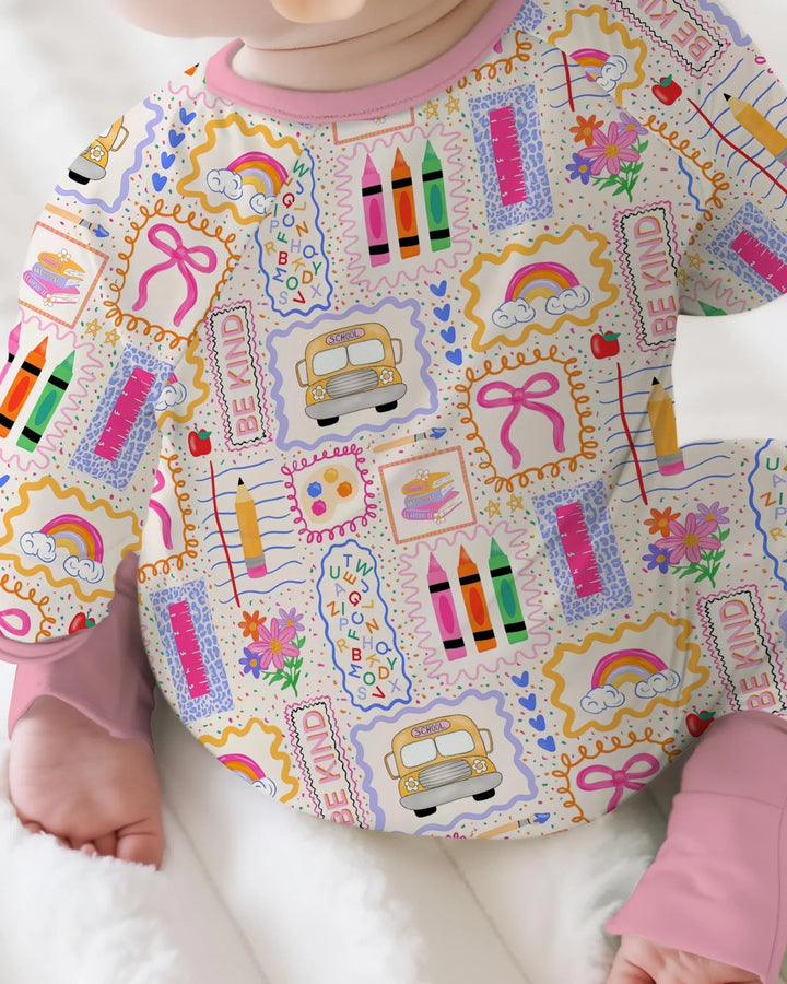 Colorful Doodle School Bamboo Convertible Zippy