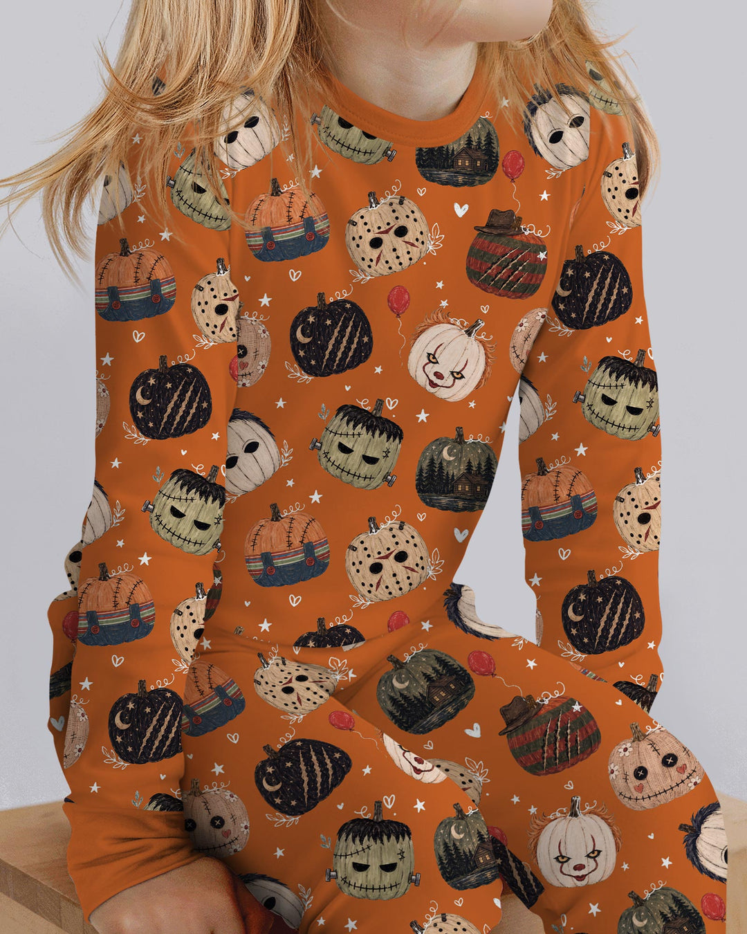 Spooky Slasher Pumpkins Bamboo Two Piece Long Sleeve Pajama Set