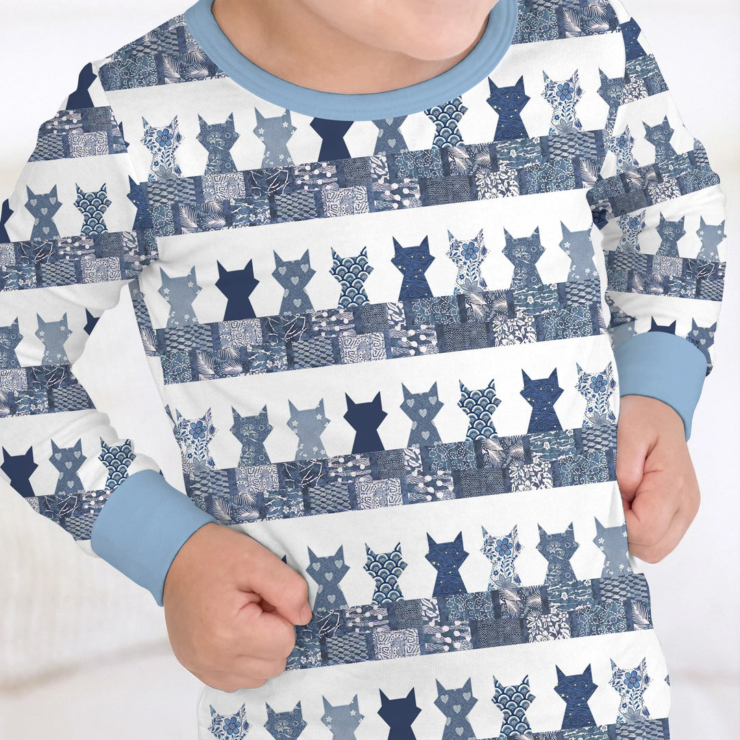 Midnight Feline Bamboo Two Piece Long Sleeve Pajama Set