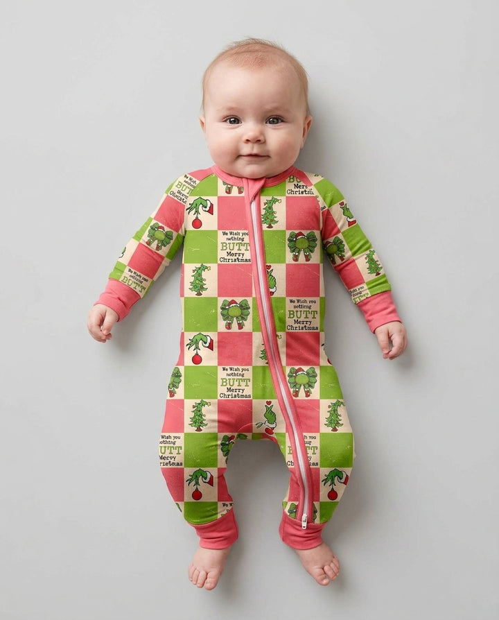 Nothing Butt Merry Christmas Checkerboard Bamboo Convertible Zippy