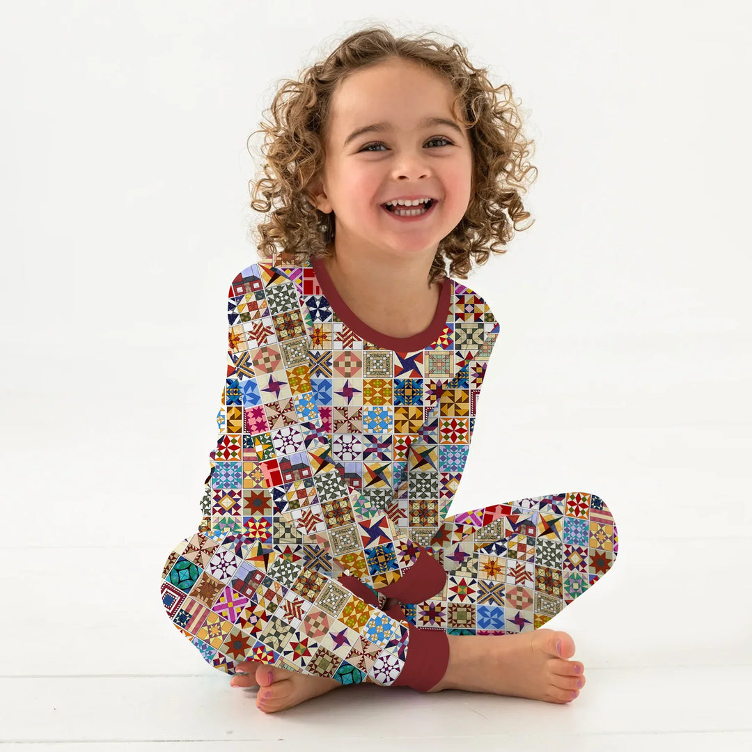 Heritage Quilt Bamboo Two Piece Long Sleeve Pajama Set