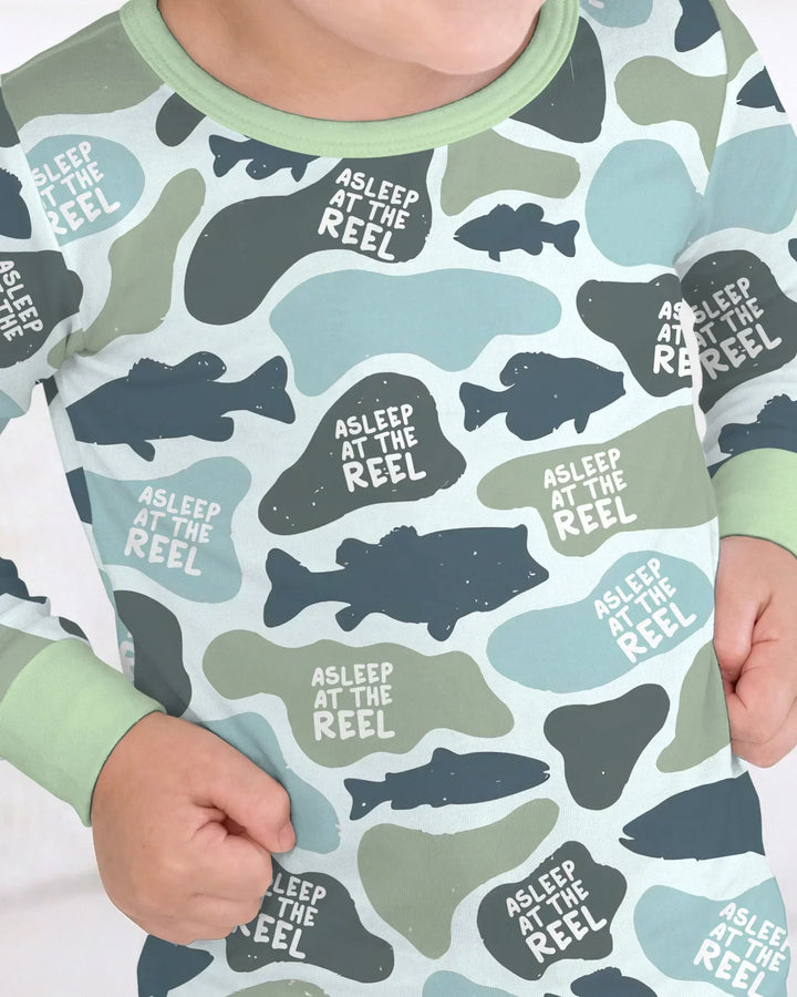 Asleep At The Reel Matching Daddy & Me Bamboo Two Piece Long Sleeve Pajama Set
