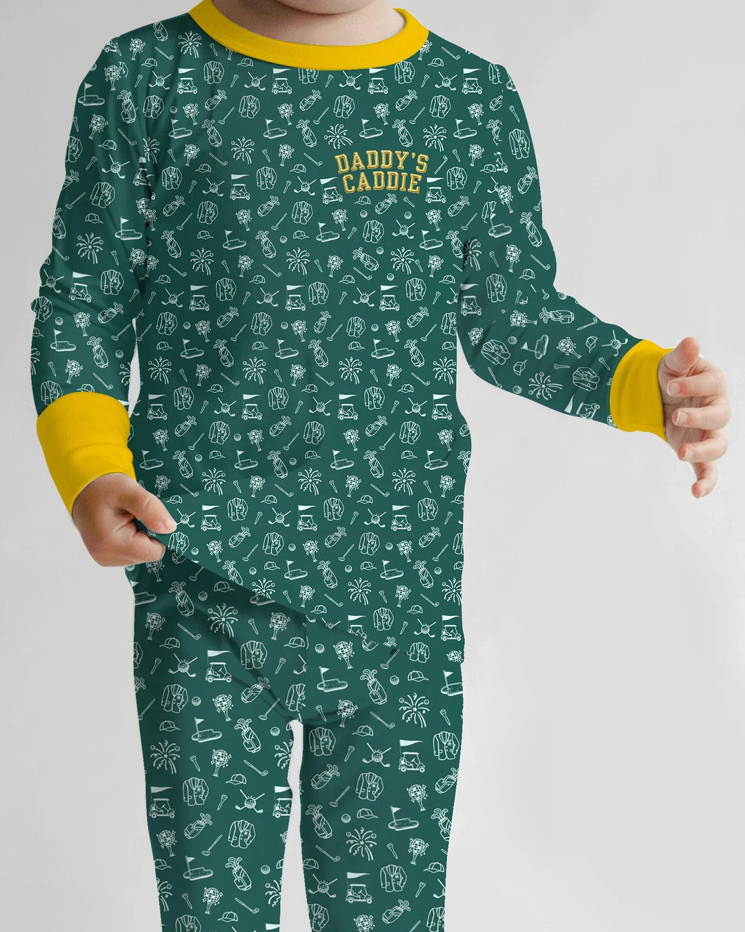 Embroidered Matching With Dad Golf Club Bamboo Two Piece Long Sleeve Pajama Set