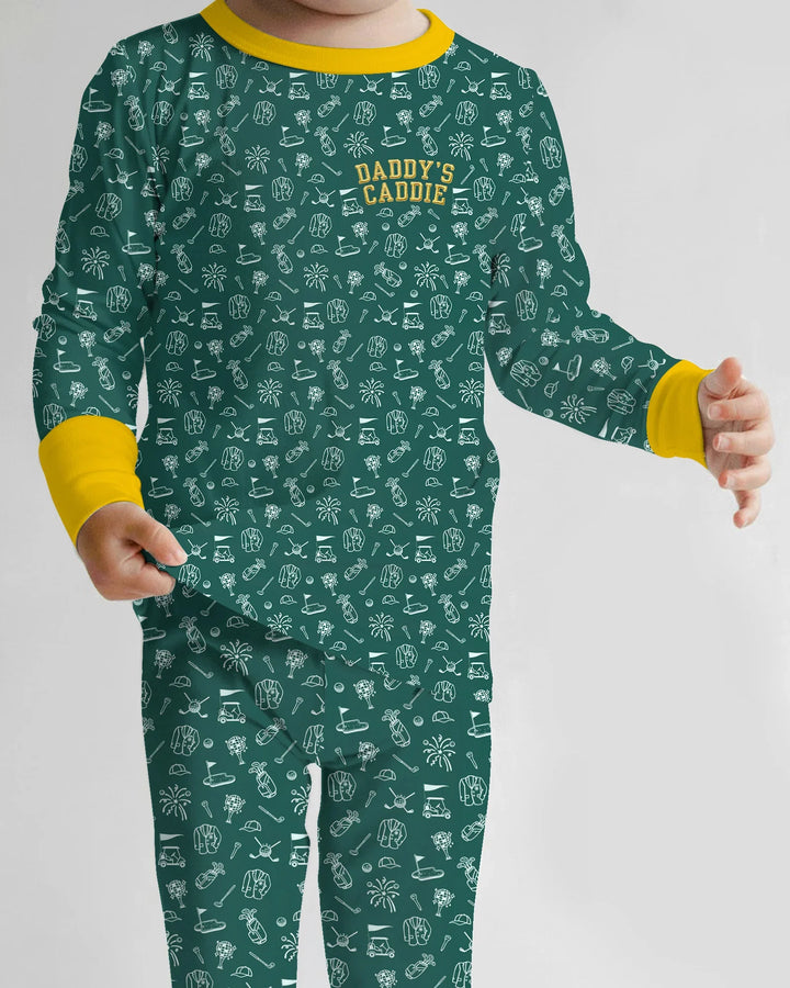 Embroidered Matching With Dad Golf Club Bamboo Two Piece Long Sleeve Pajama Set