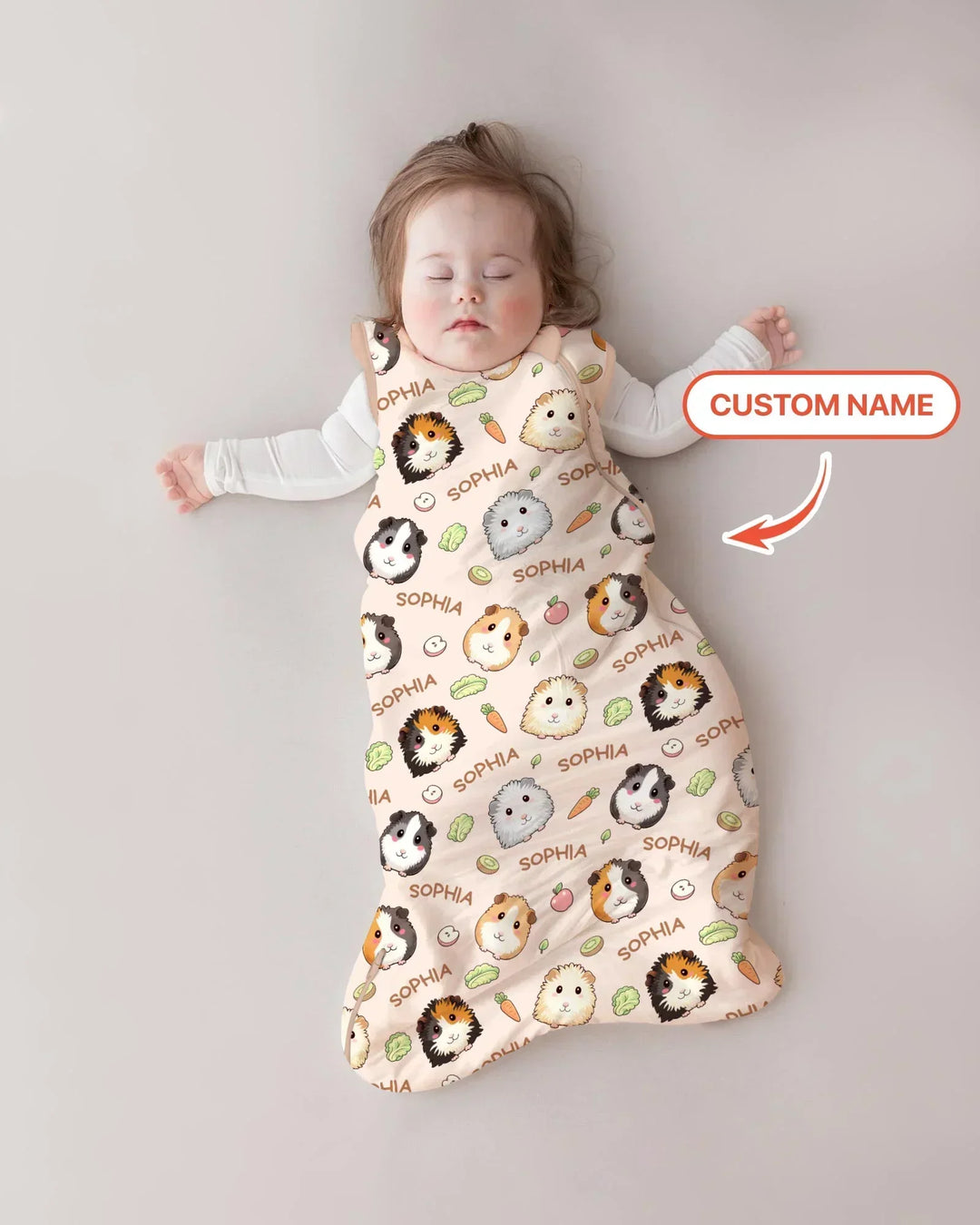 Custom Name Cute Guinea Pigs Bamboo Sleep Bag
