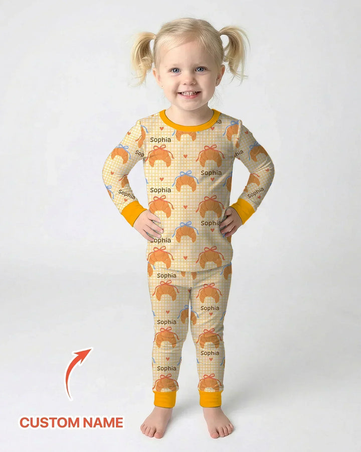 Breakfast Love Family Matching Bamboo Two Piece Long Sleeve Pajama Set