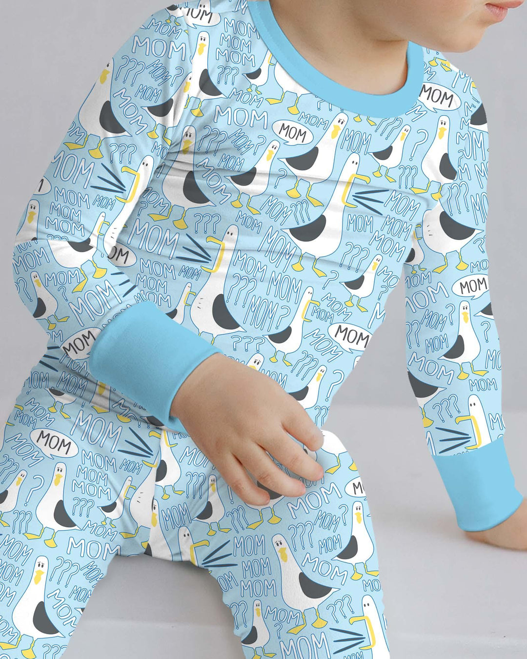 Funny Seagull MOM Two Piece Long Sleeve Pajama Set