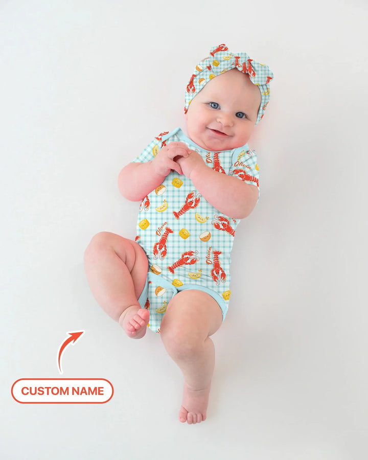 Custom Name Preppy Crawfish Season Bamboo Bodysuit