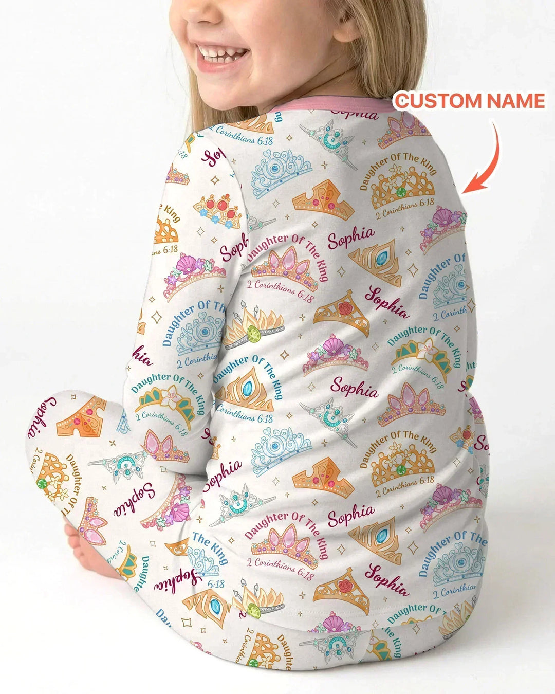 Daughter Of The King Custom Name Bamboo Two Piece Long Sleeve Pajama Set