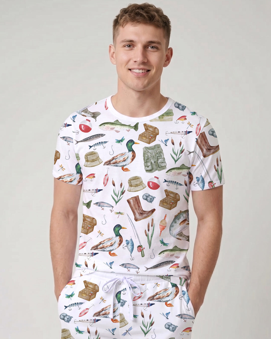 Daddy's Fishing Buddy Daddy& Me Matching Bamboo Men Short Sleeve Short Pajama Set