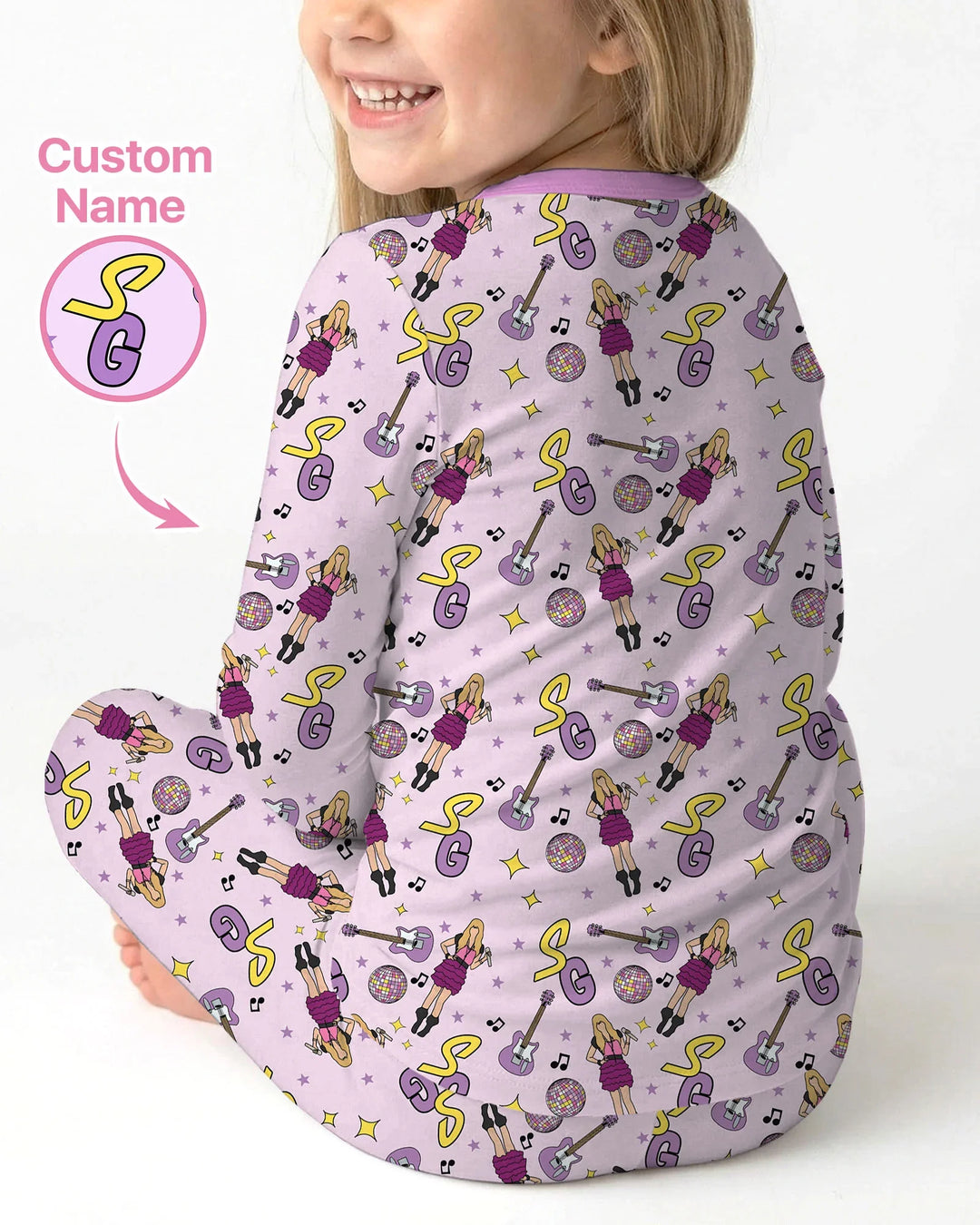 Custom Name Mini Rockstar Two Piece Long Sleeve Pajama Set