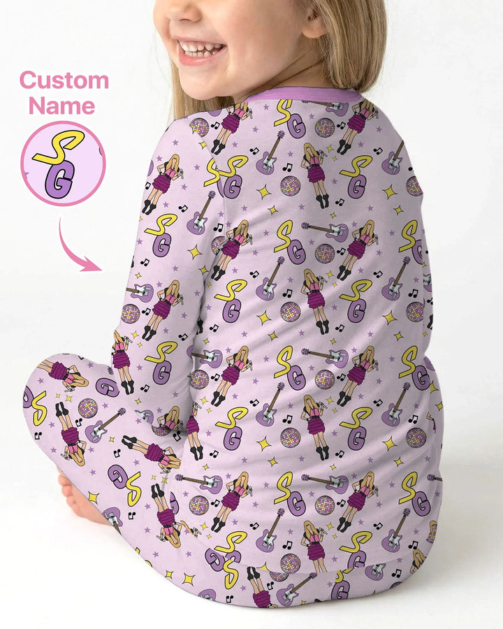Custom Name Mini Rockstar Two Piece Long Sleeve Pajama Set