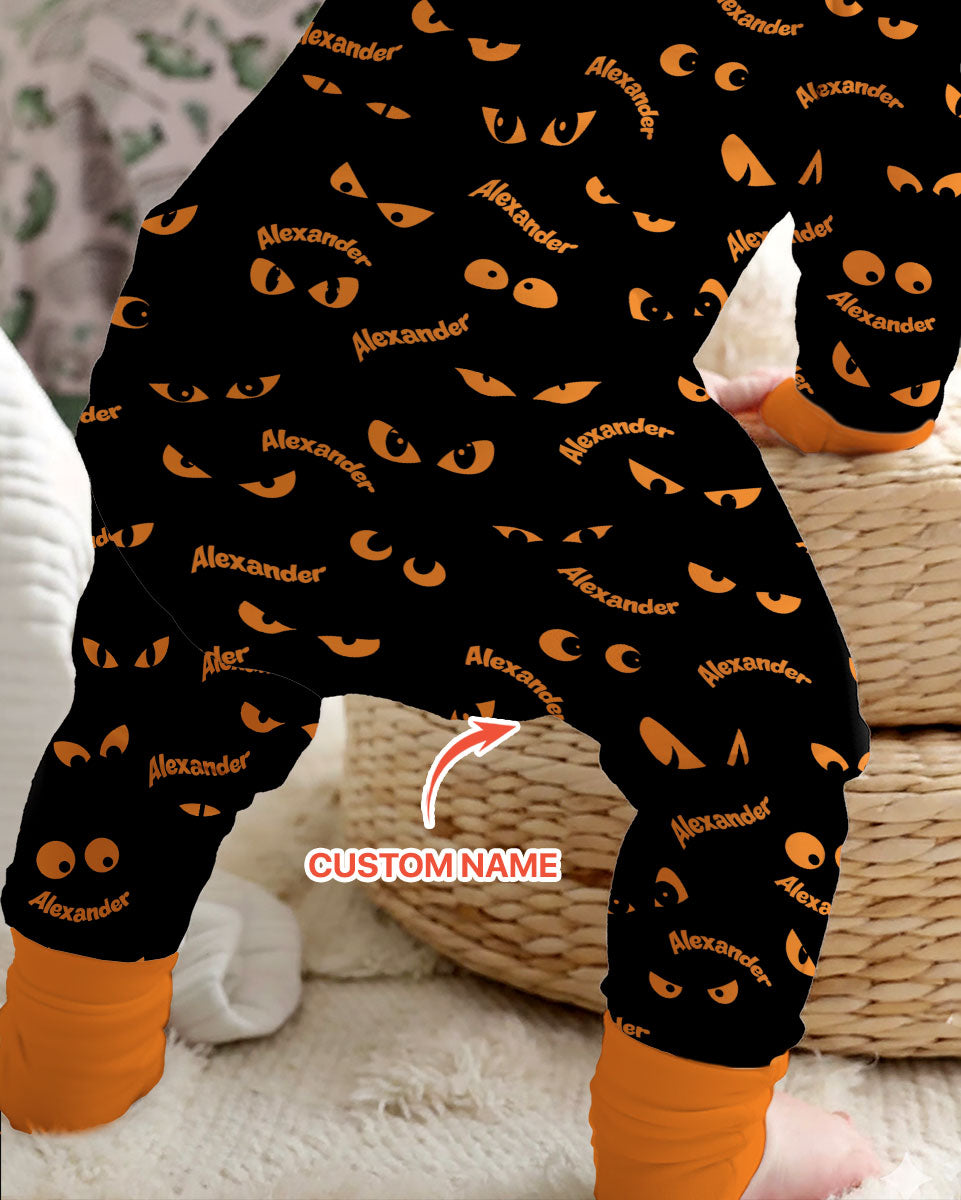 Custom Name Halloween Spooky Cat Eyes -  Personalized Convertible Zippy