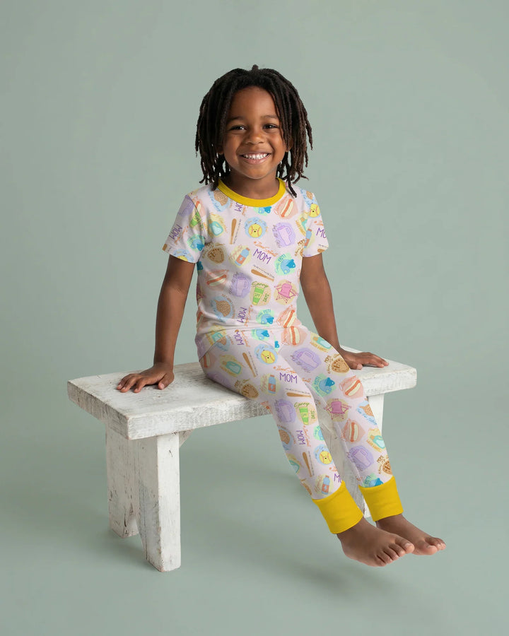 SoftBall Mom Saves The Days Two Piece Short Sleeve Pajama Set