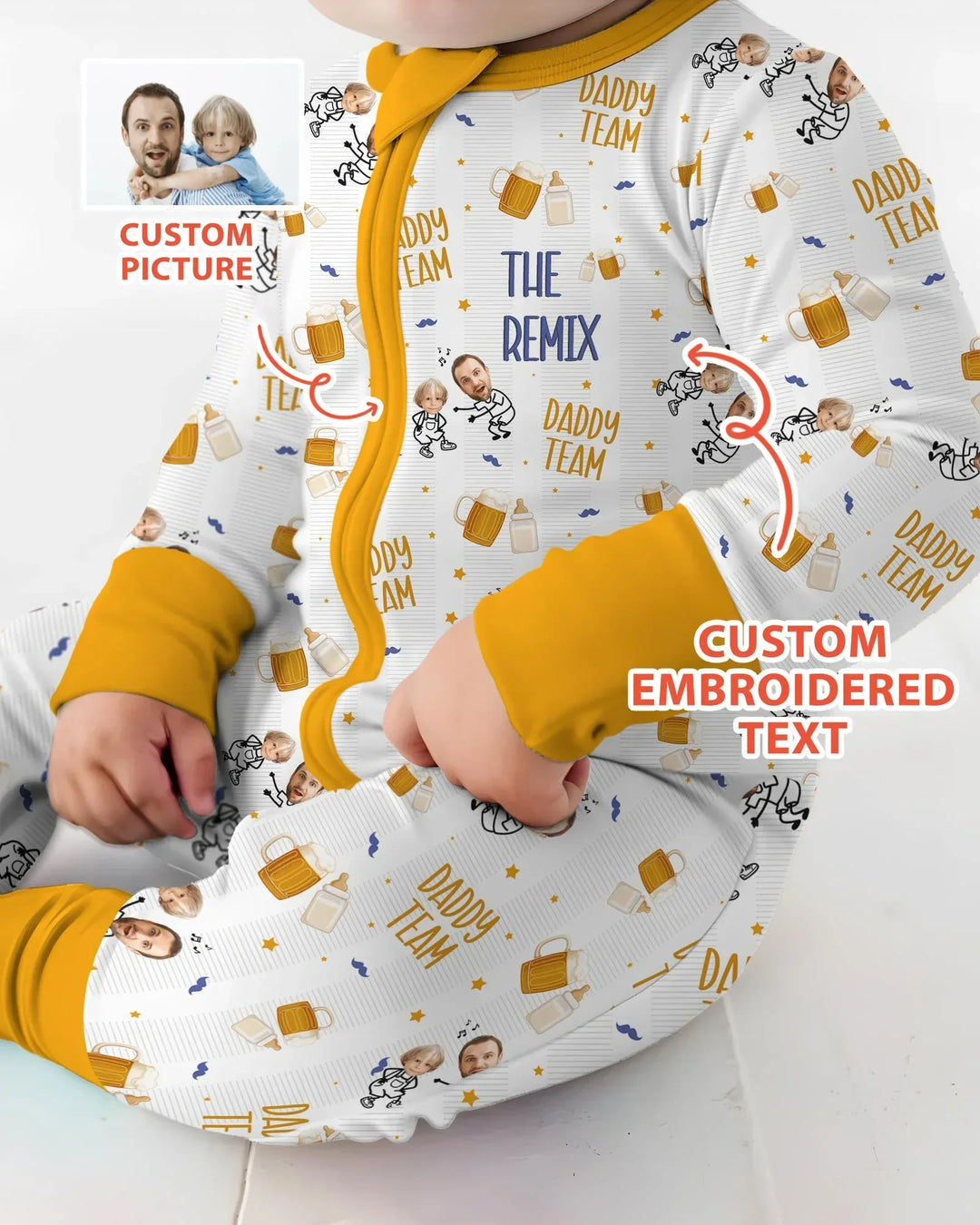 Personalized Embroidered Dad And Me Picture Bamboo Convertible Zippy
