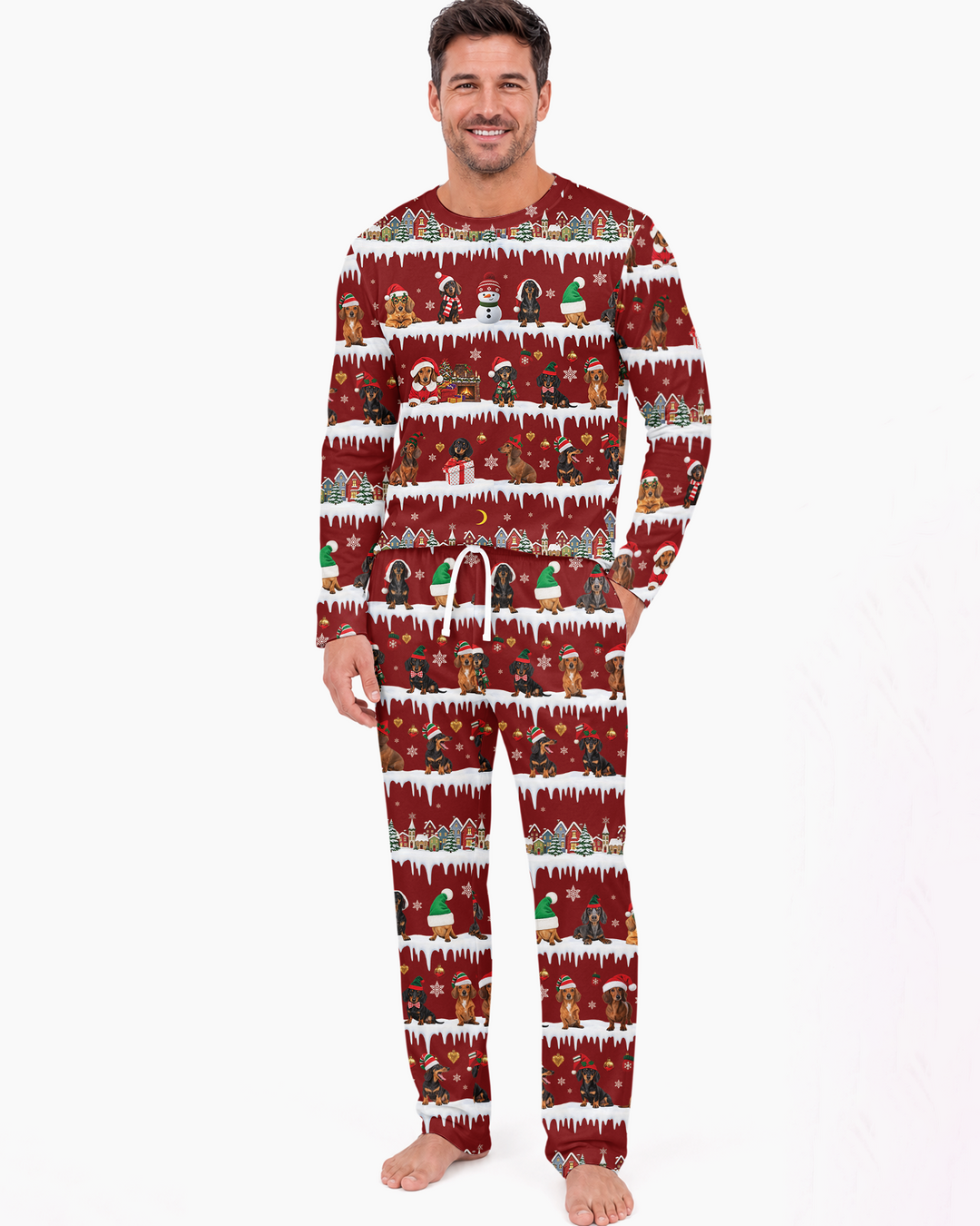Dachshund Through The Snow Bamboo Men's Pajama Set