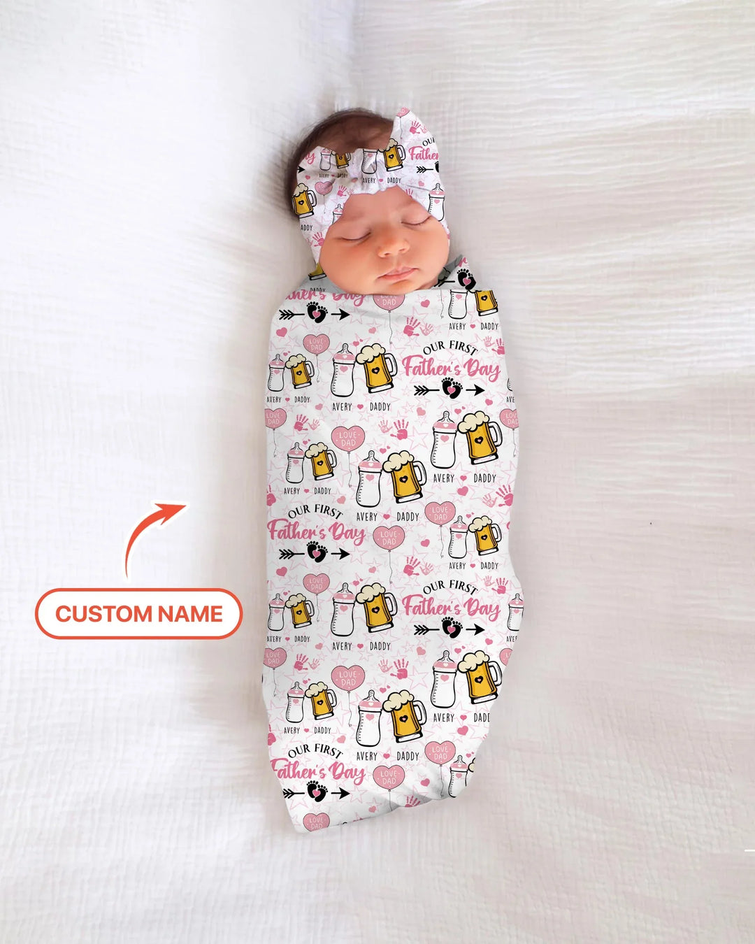 Custom Name First Father's Day Drink swaddle blanket