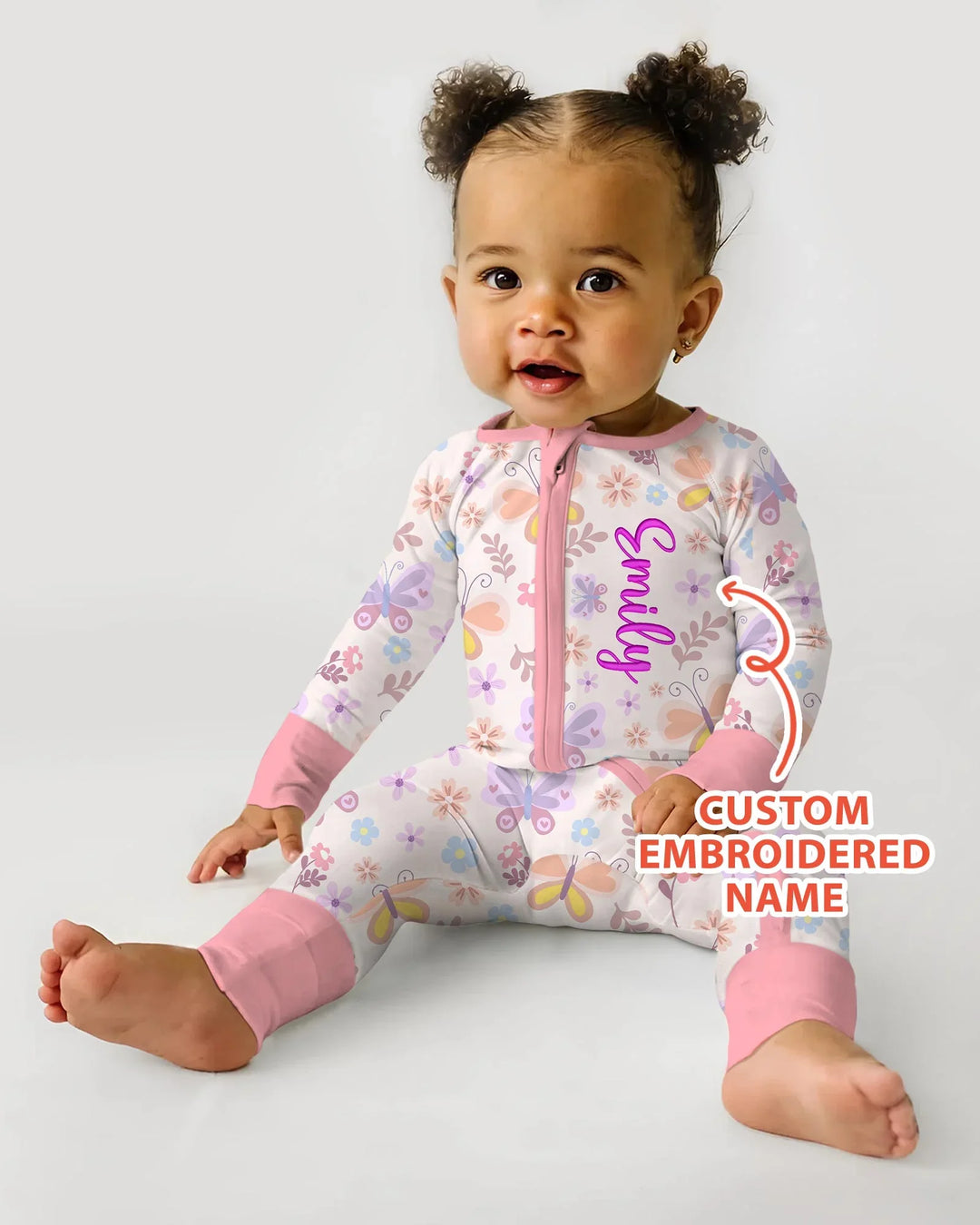 Custom Embroidered Name Butterfly Bamboo Convertible Zippy