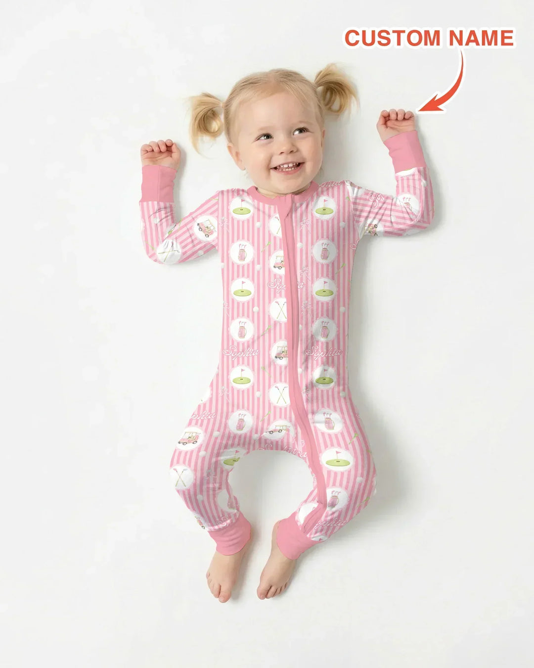 Custom Name Pink Golf Girl Bamboo Convertible Zippy