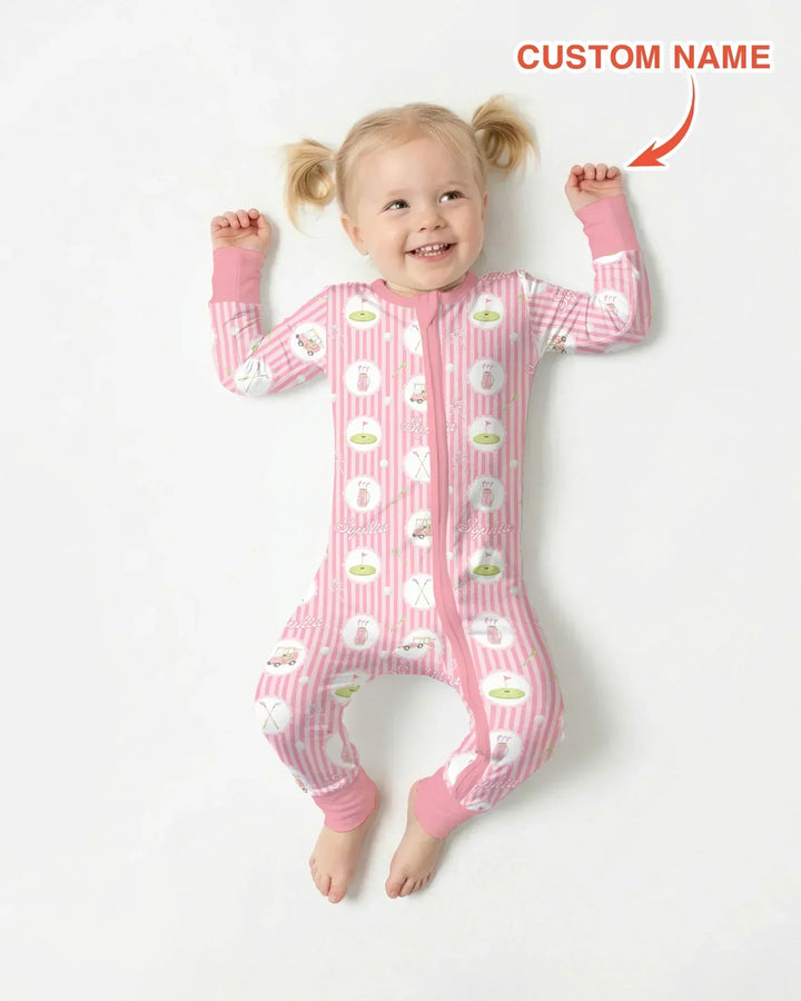 Custom Name Pink Golf Girl Bamboo Convertible Zippy