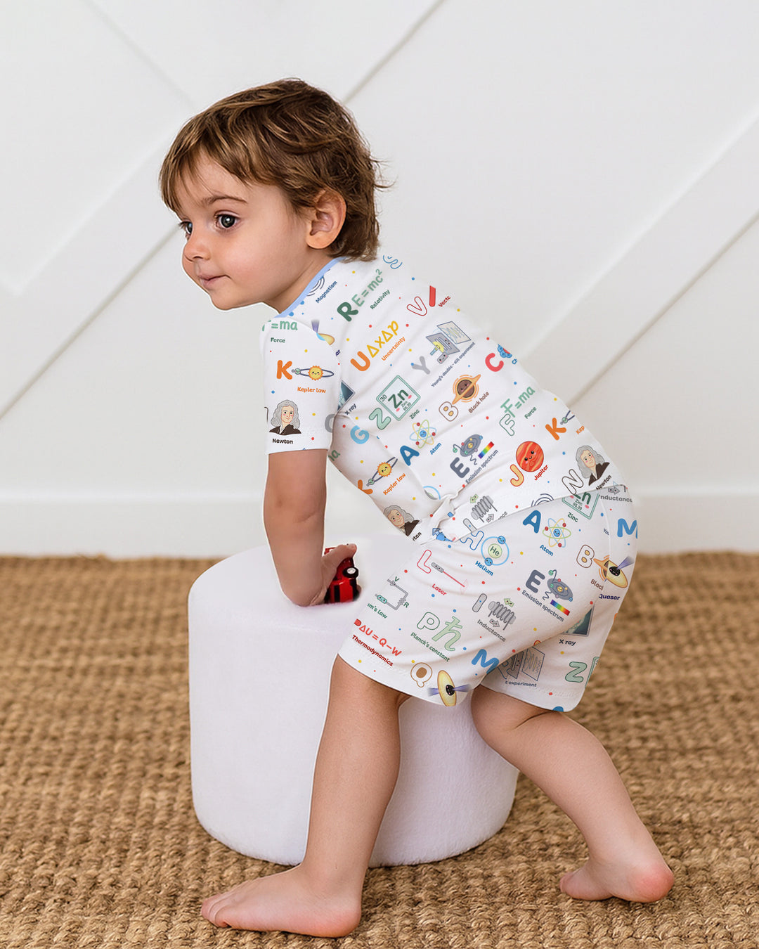 The Physics Alphabet Bamboo Two Piece Short Sleeve Shorts Pajama Set