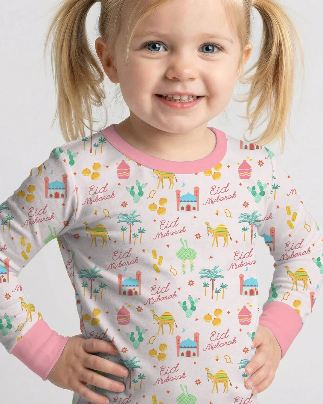 Eid Mubarak Matching Family Bamboo Two Piece Long Sleeve Pajama Set