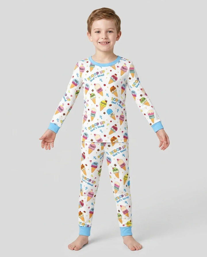Ice Cream Summer Christian Bamboo Two Piece Long Sleeve Pajama Set