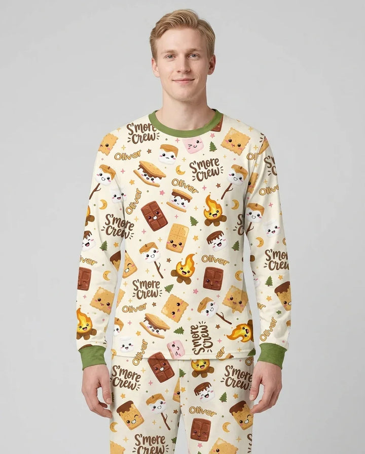 Custom Name Kawaii S'more Crew Family Matching Bamboo Men's Pajama Set